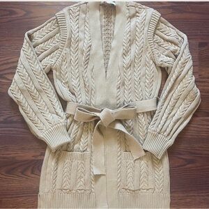 Cleobella Beige Cable Knit Cardigan